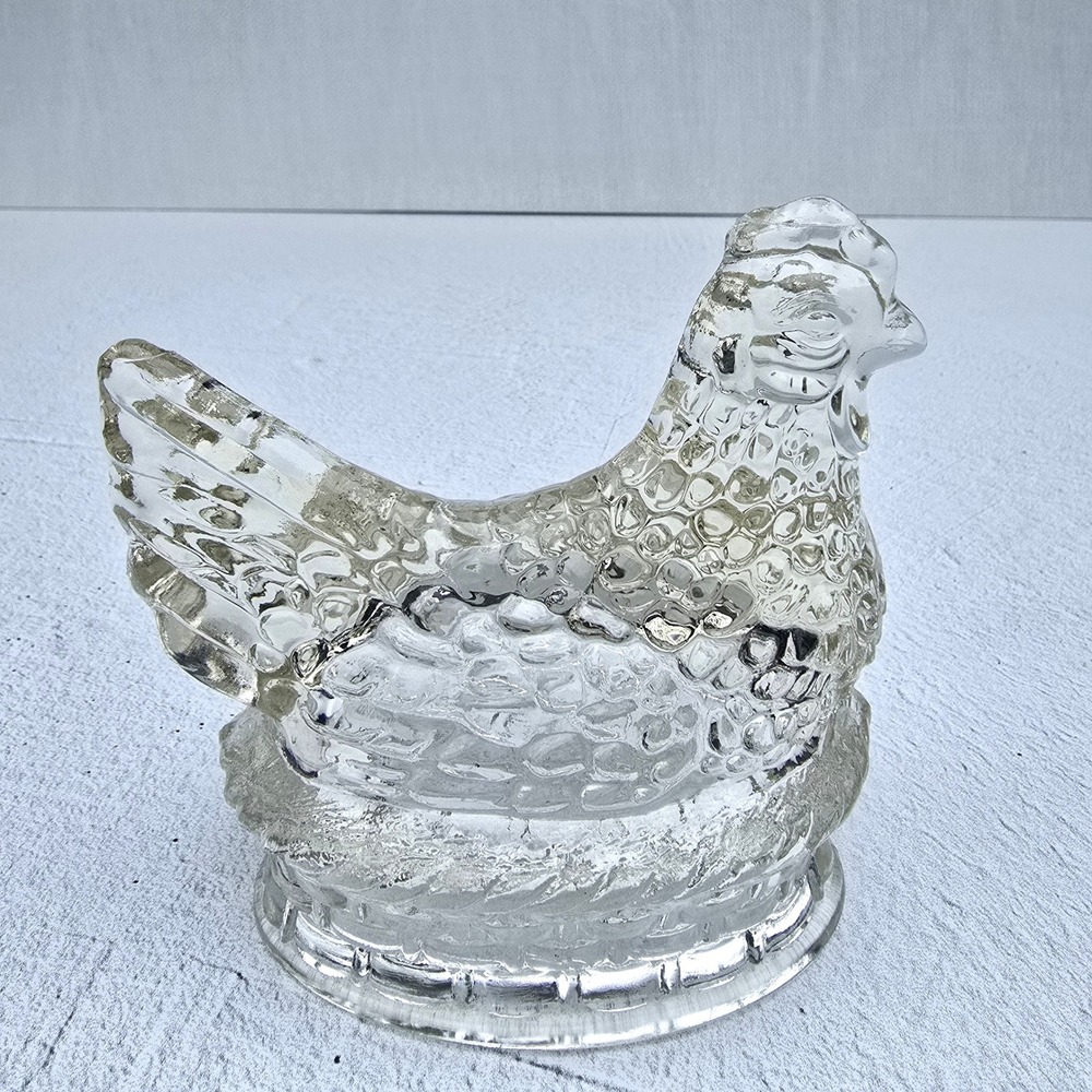 Hen on Nest Clear Glass J.H. Millstein Jeannette Vintage Dish